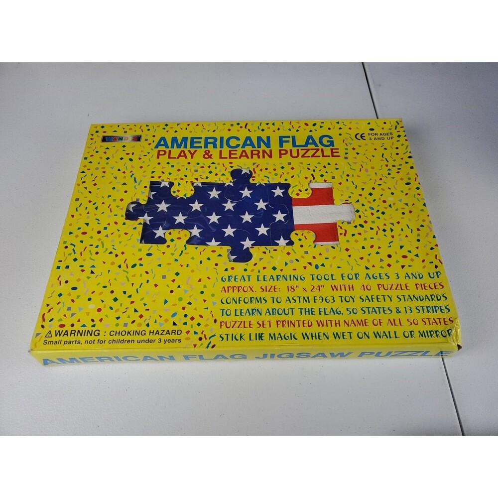 Antique kids wandix american flag play and learn puzzle 40 Piece Dead Stock 2001